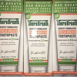 3x TheraBreath Fresh Breath Dentist Formulated 24-Hour Toothpaste Mild Mint